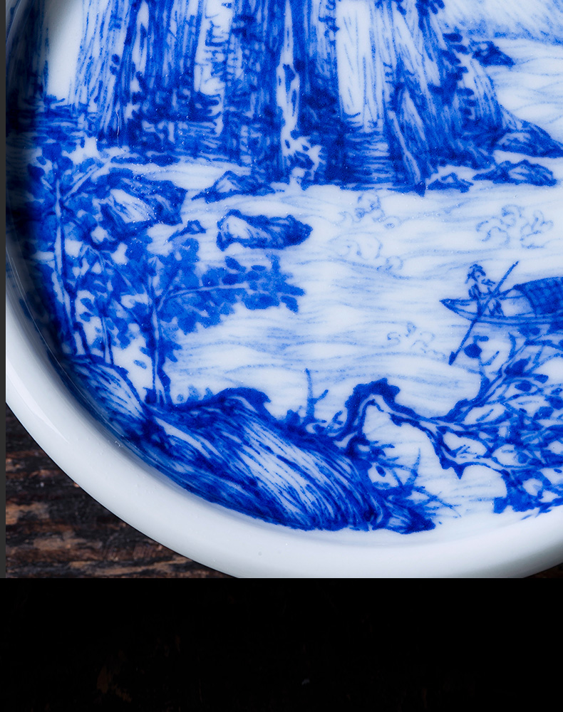 Santa mooring boat tougue buy blue and white pine just hand - made ceramic cover all hand jingdezhen kung fu tea accessories