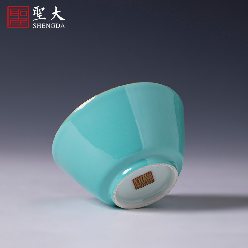 Santa teacups hand - made turquoise glazed ceramic kung fu master cup sample tea cup single cup all hand of jingdezhen tea service