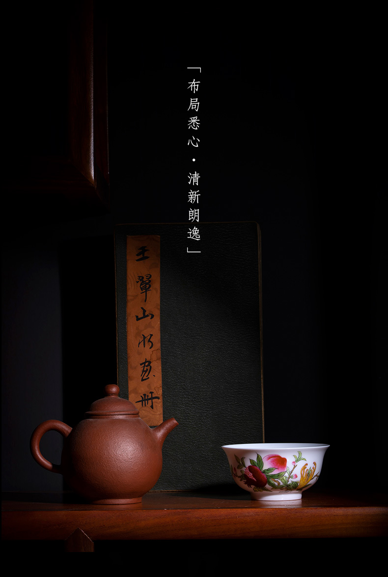 Holy big ceramic teacups hand - made colored enamel kung fu fu lu shou master cup sample tea cup all hand of jingdezhen tea service