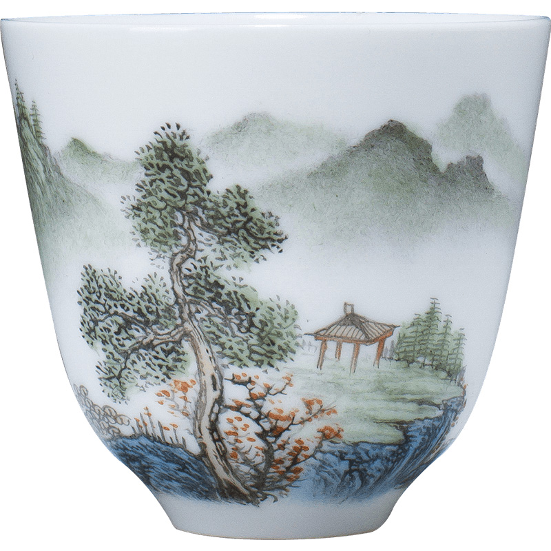 Santa teacups hand - made ceramic kung fu new color landscape four scene - CPU master cup sample tea cup set of jingdezhen tea service