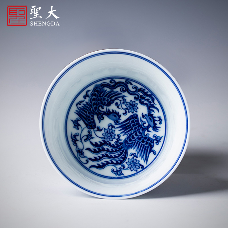 Holy big pure hand - made porcelain ceramic kung fu tea cup five grain wsop CPU master cup sample tea cup of jingdezhen tea service