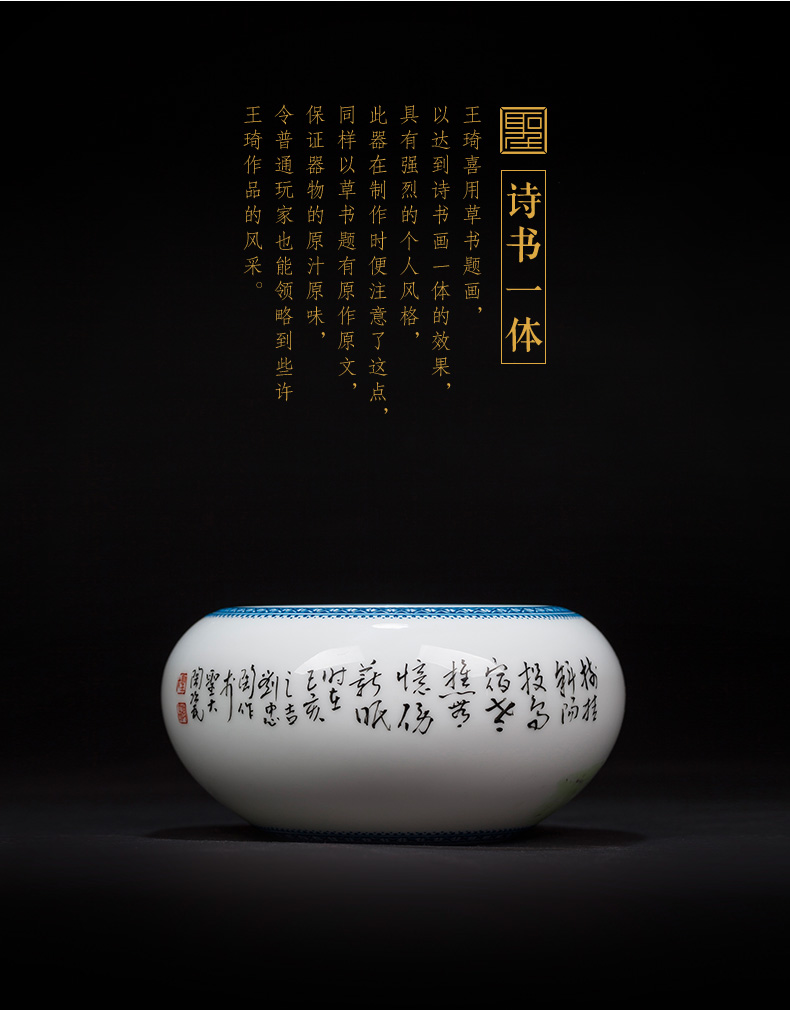 The big four writing brush washer all hand jingdezhen ceramic antique wang pastel character writing brush washer is placed on The questions and answers