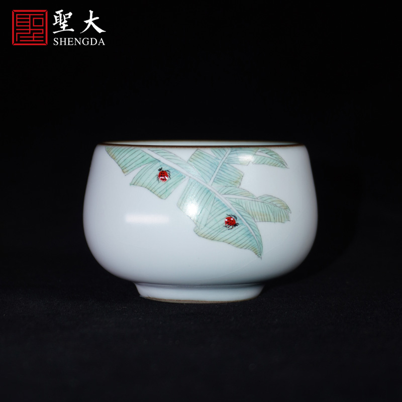 Holy big ceramic ru up market metrix one cup of pure manual new color hand - made jingdezhen tea cups kung fu tea cups sample tea cup