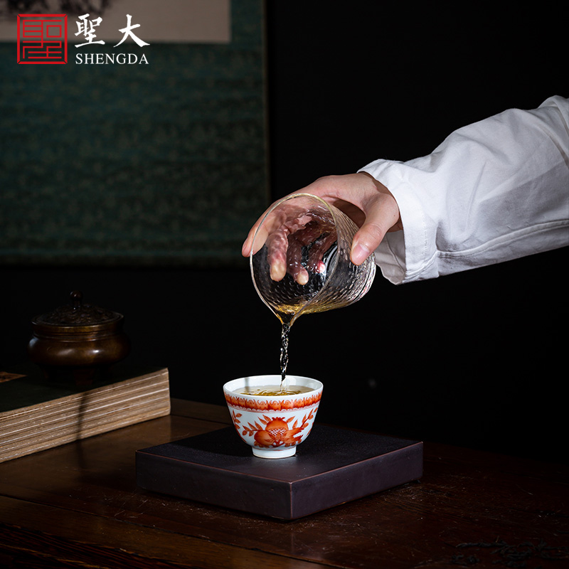 Holy big cup sample tea cup hand - made ceramic kungfu alum red see colour ave sanduo masters cup of jingdezhen tea service by hand