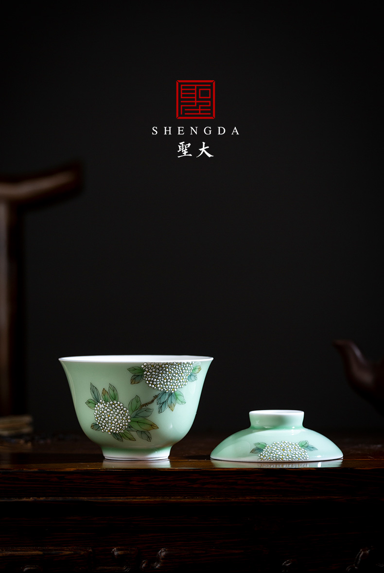 The big bowl is pure hand - made ceramic kung fu The qing glaze enamel hydrangea no riding tureen all hand of jingdezhen tea service