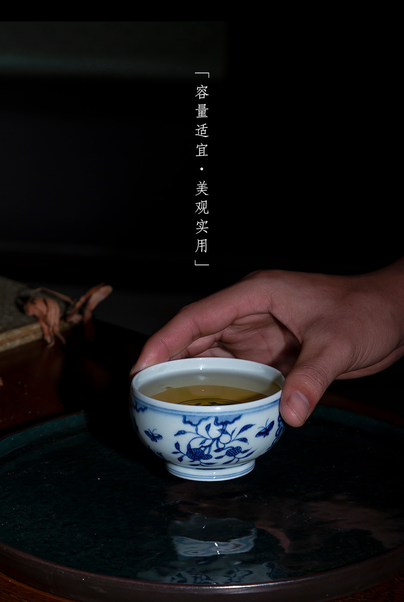 Santa teacups hand - made ceramic kung fu about blue and white flower butterfly tattoo meditation cup sample tea cup manual of jingdezhen tea service