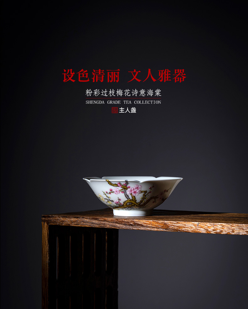 Santa teacups hand - made ceramic kungfu pastel flowers name plum poetic haitang lamp that single cup of jingdezhen tea service master