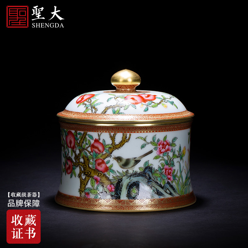 Ceramic tea pot hand - made alum st red paint powder enamel tank receives the manual of jingdezhen tea service