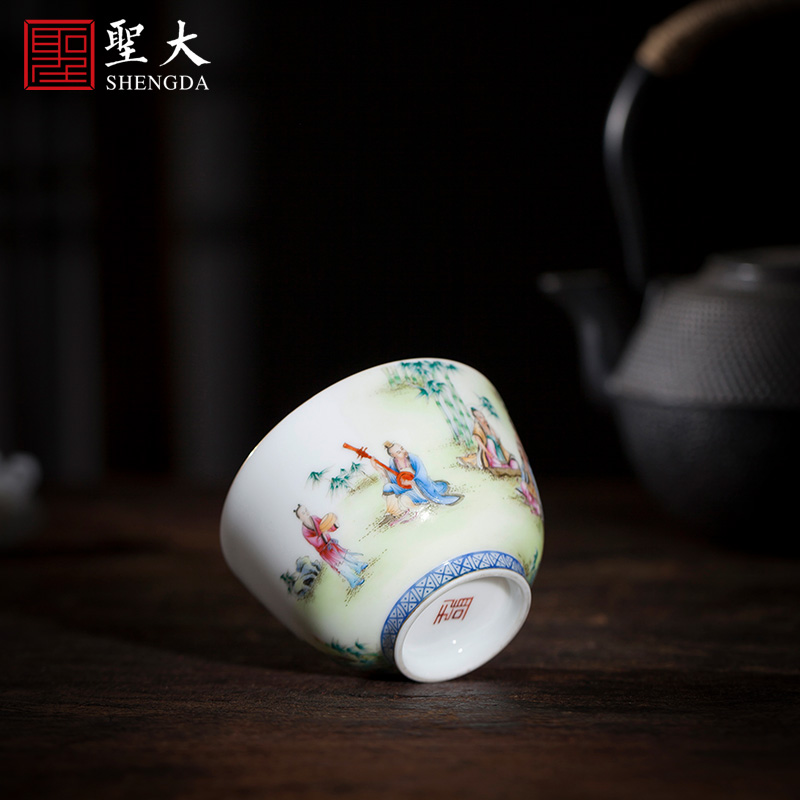 Santa teacups hand - made ceramic kungfu pastel bamboo seven sages masters cup sample tea cup all hand of jingdezhen tea service