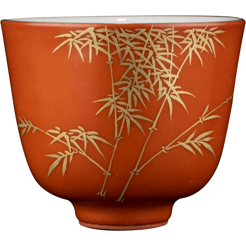 Holy big ceramic coral red paint at the age of poetic sample tea cup masters cup jingdezhen tea set manually kung fu tea cups