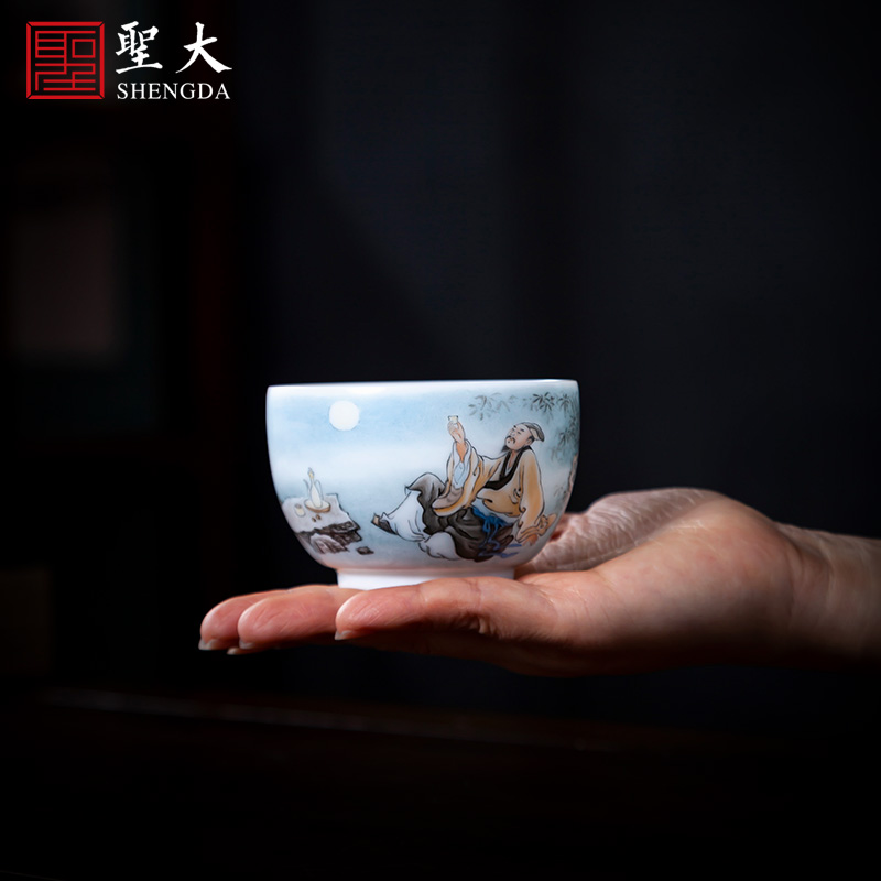 Holy big cup sample tea cup hand - made ceramic kung fu new see colour character master cup all hand jingdezhen tea cup