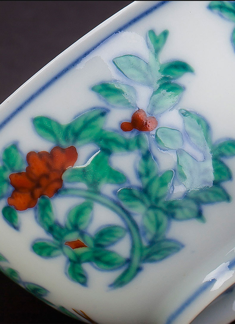 Holy big ceramic fine antique hand - made of da Ming chenghua bucket color a fold branch flowers and a cup of jingdezhen kung fu tea cups