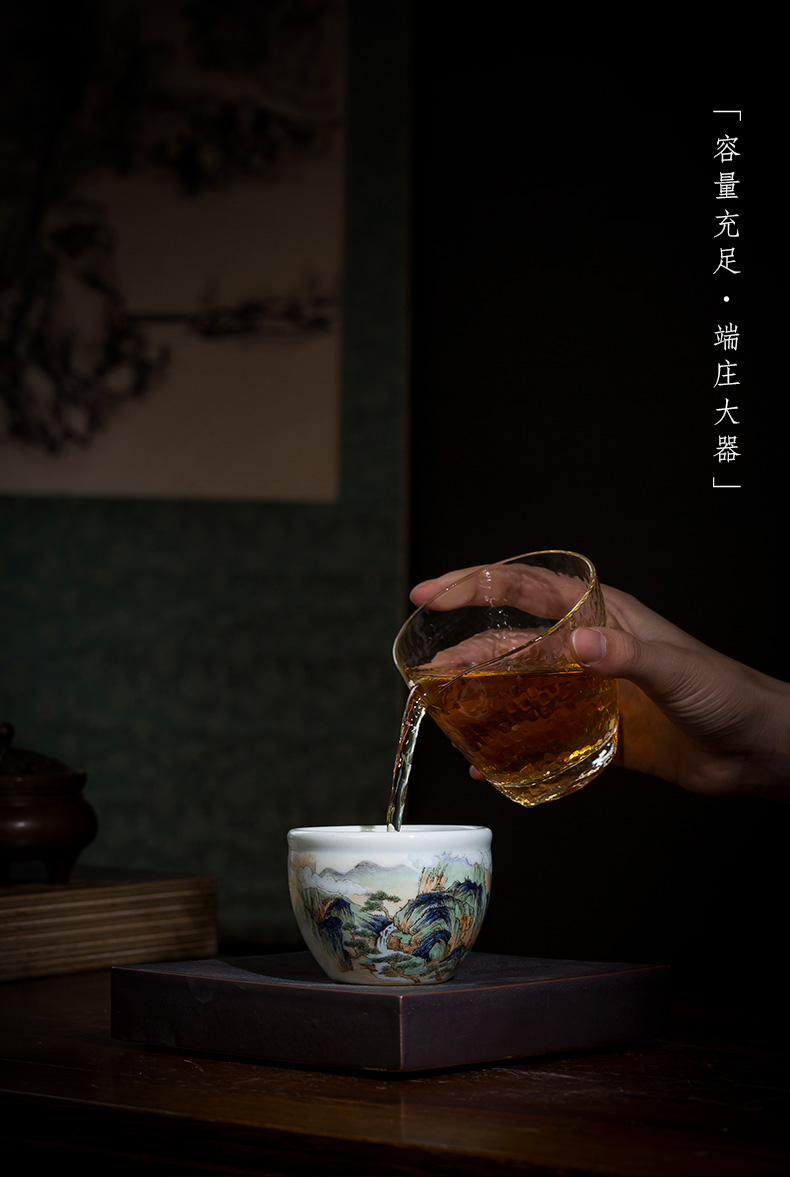 St the ceramic kung fu tea master cup manual hand - made pastel put khe sanh crane cylinder cup of jingdezhen tea service by hand