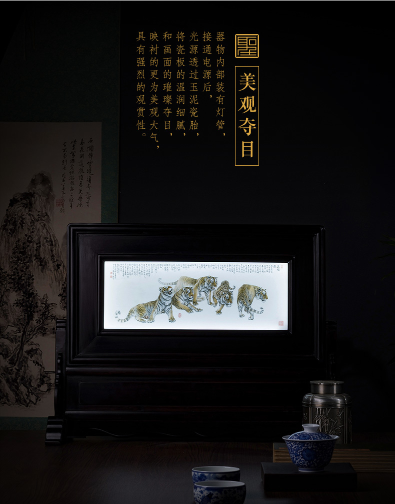 The big new see colour wufu ceramics ebony figure thin foetus plaque jingdezhen porcelain plate teahouse furnishing articles desktop small screen