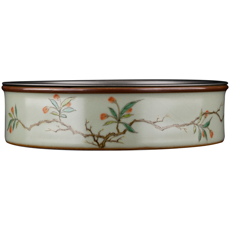Holy big ceramic flower pot bearing pot green glaze enamel a fold branches bearing kung fu tea accessories domestic high - grade ceramic pot