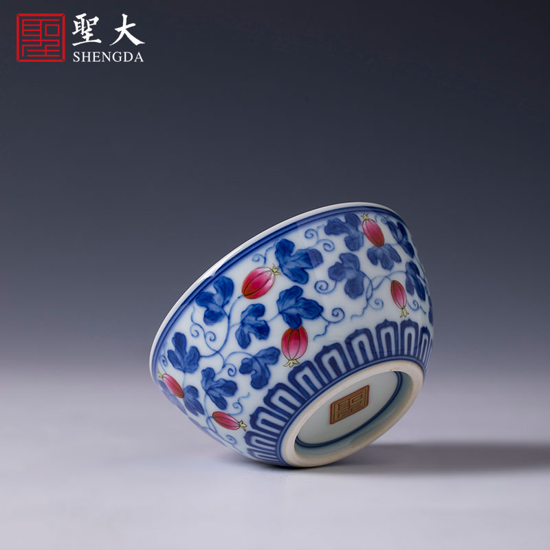 Santa teacups hand - made ceramic kungfu pastel blue fight bound graft vines lines cylinder cup cup of jingdezhen tea service master