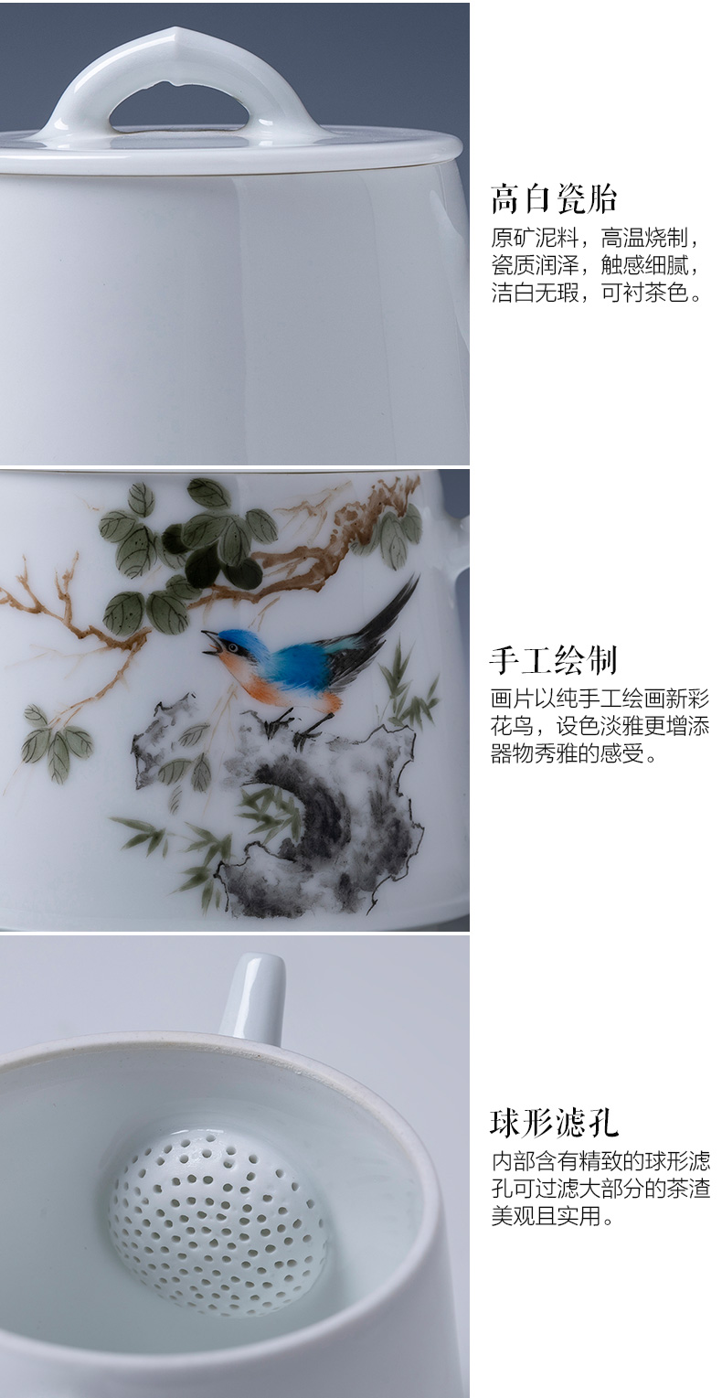 Holy big teapot hand - made ceramic kung fu new color birds sound figure bamboo pot teapot single pot manual of jingdezhen tea service