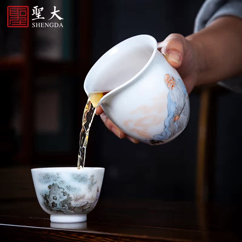 Holy big ceramic fair keller hand - made new see colour character Lao tze sea all hand of jingdezhen tea service parts and a cup of tea
