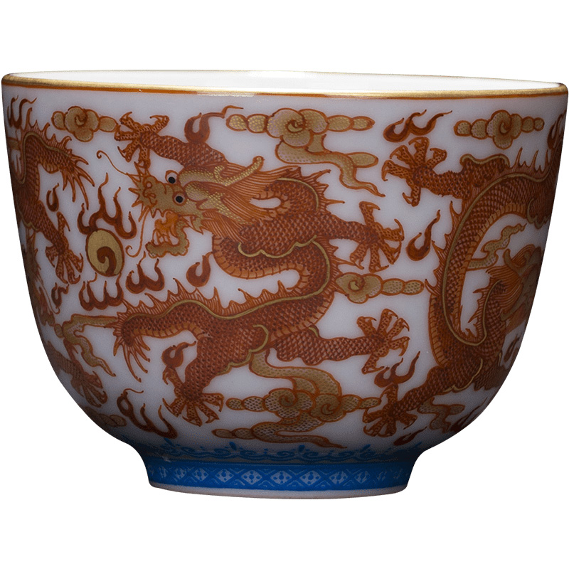 Holy big ceramic curios kung fu tea heavy hand - made alum red paint wulong grain sample tea cup jingdezhen masters cup