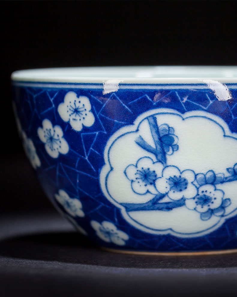 Santa teacups hand - made ceramic kungfu maintain blue window ice may lie in the fa cup cup of jingdezhen tea service master