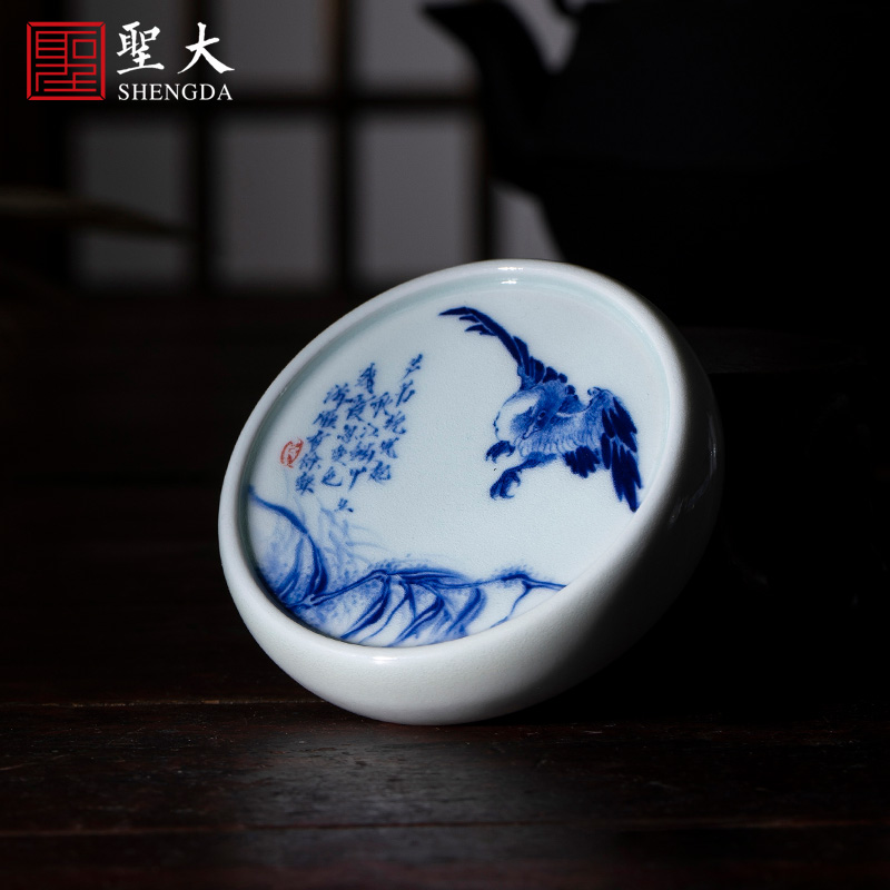 Holy big ceramic cover buy blue and white LuYan hand - made maintain cover all hand jingdezhen kung fu tea accessories cover holder frame
