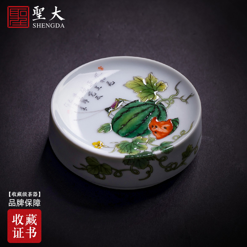 Holy big ceramic cover buy hand colored enamel watermelon des sauterelles cover all hand jingdezhen kung fu tea accessories