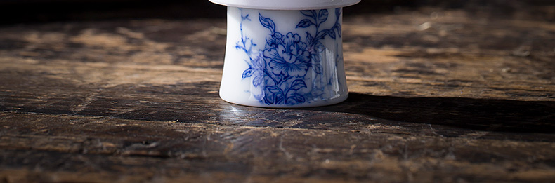 The big buy blue and white bamboo GaiWanCha hand - made ceramic cover lid all hand jingdezhen kung fu tea accessories