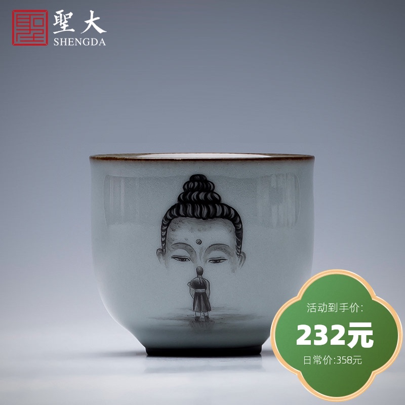 Holy big ceramic up tire iron master kung fu tea cup hand - made asked Buddha sample tea cup full manual of jingdezhen tea service
