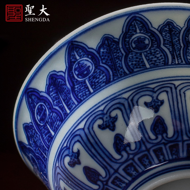 St the ceramic kung fu tea master cup hand - made antique blue - and - white, lotus - shaped in grain sample tea cup of jingdezhen tea service