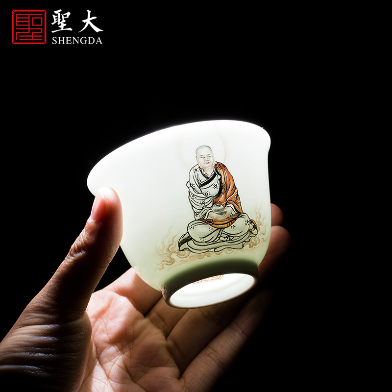 Holy big ceramic curios hand - made color ink paint 18 arhats sample tea cup cup all hand of jingdezhen tea service