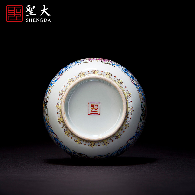 Holy big blue and white landscape colored enamel teacups hand - made ceramic kungfu longnu wear pattern glass of jingdezhen tea service master