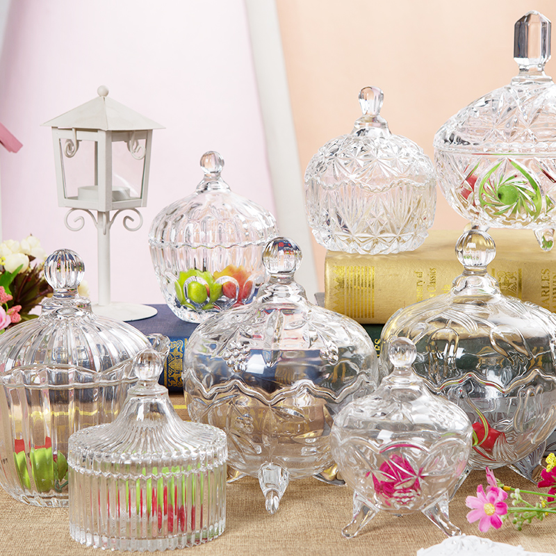 European style candy jar glass sugar jar candy cup storage jar snack jar with lid glass jar wedding ornaments