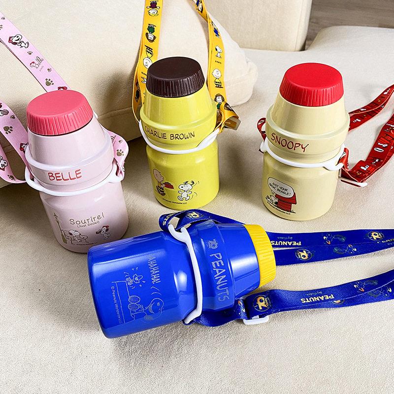 (Official) Snoopy Snoby 304 stainless steel luminous cuddling bag insulated cup small portable Korean woman