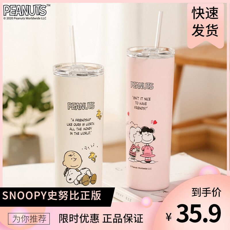 (Official) Snoopy history Nubion Cup 304 stainless steel with men and women out of straw car cups
