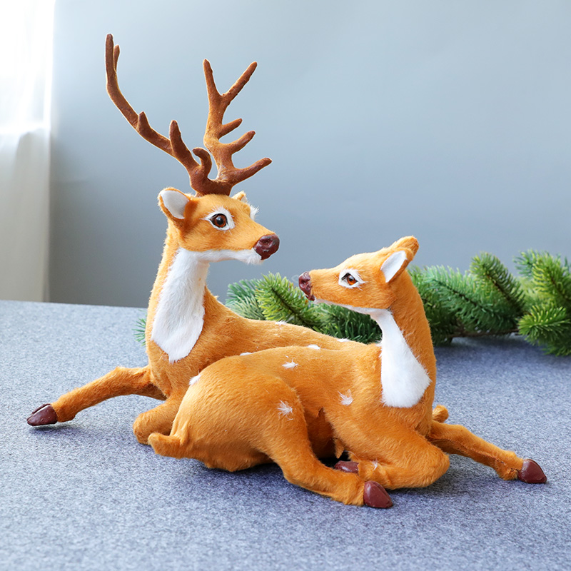 Christmas decorations couple pair deer husband and wife deer Christmas deer Elk Reindeer pull cart Christmas ornament deer