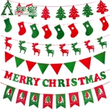 Рождественские украшения, праздничные принадлежности, флизелиновые елочные флажки, подвески-гирлянды, треугольные восьмигранные флаги, драпировки для торговых центров.