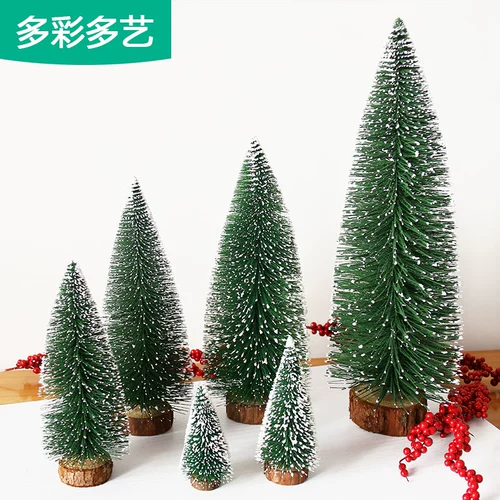 Сосновая игла Рождественская елка мини -декоративные украшения рождественские домохозяйства с нисходящими деревьями снегопадов, окунуемых белым кедром