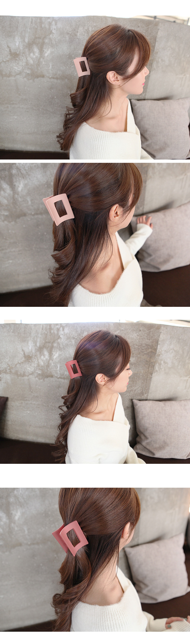 Hàn Quốc Scrub Acrylic Grip Clip Square Openwork Thời trang Temperament Kẹp tóc Kẹp kẹp móng ngựa hộp kẹp tóc cho bé gái