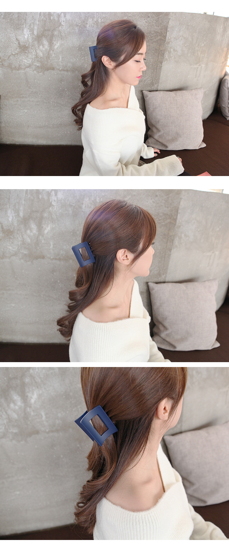 Hàn Quốc Scrub Acrylic Grip Clip Square Openwork Thời trang Temperament Kẹp tóc Kẹp kẹp móng ngựa hộp kẹp tóc cho bé gái
