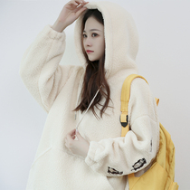 SUIN2021 autumn and winter New College loose small student size hooded plus velvet thick hooded sweater female 9287