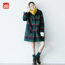 SUIN2020 autumn and winter New Art Academy wind loose leisure long plaid woolen coat coat women