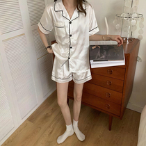 Silk pajamas womens premium summer short sleeves 2022 new ice silk summer silk loungewear two-piece set