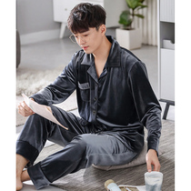 Gold Velvet Mens Pajamas Fall Winter Velvet Mens 2022 New Plus Size Mens Winter Long Sleeve Homewear