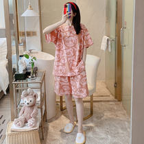 Cute pajamas womens summer net red style cotton short-sleeved shorts 2022 new thin set home wear summer