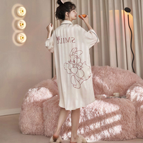 Silk pajamas womens summer 2022 new fashion nightgown summer womens ice silk thin net red wind summer home clothes