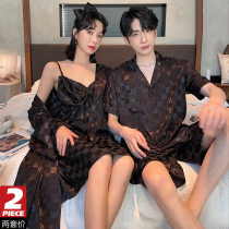 Silk pajamas men summer ice silk thin sexy slip dress sense of 2022 new couple set for a woman