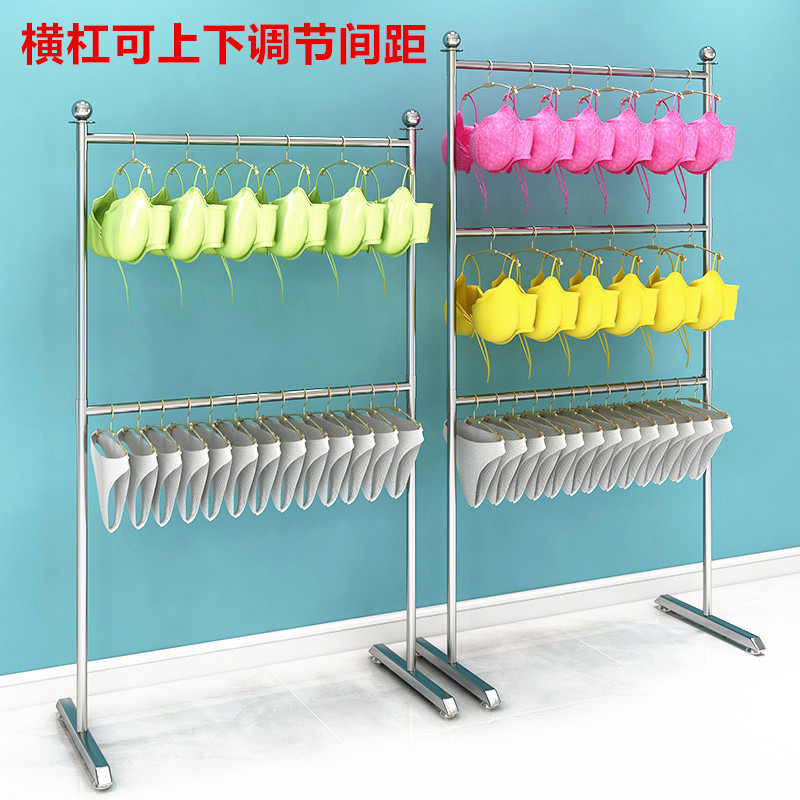 Adjustable Lingerie Store Floor Display Rack, Beautiful Back Bra and Shorts Display Stand, Multi-Layer Underwear Shelf for Shopping Malls
