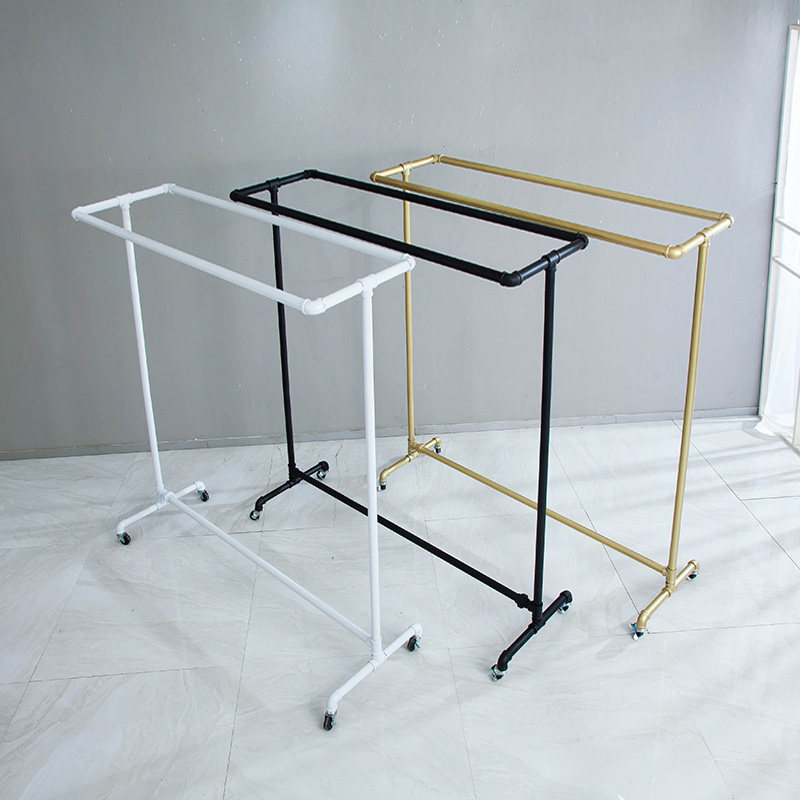 Brief Clothing Store Show Shelf Arrival Type Double Bar Portal Water Pipe Hung Hanger Mall Special Removable with wheels