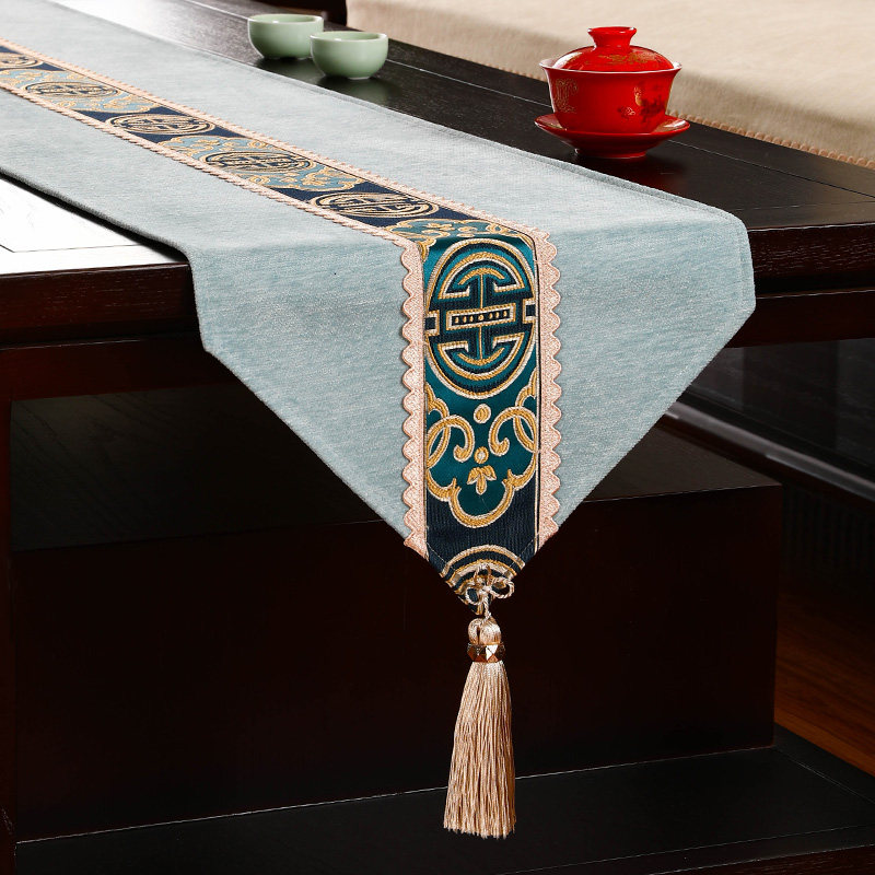 Table flag Chinese Zen tea table tea table new Chinese tea flag long tablecloth tea table table fabric modern tea tablecloth