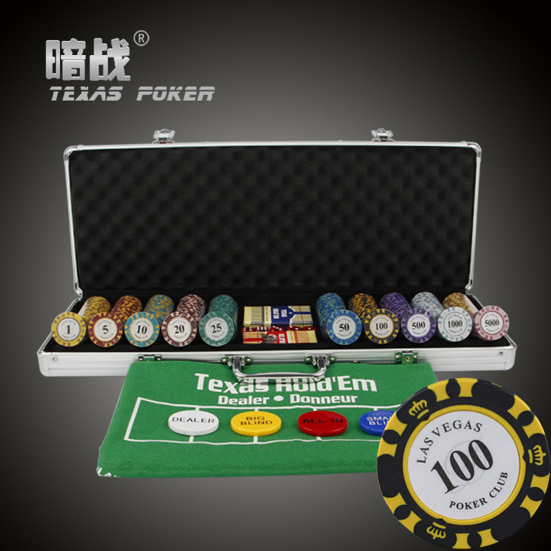 New bicolor crown big character clay Texas poker chip coin suit 14 gr 100 to 500 yard matching table cloth